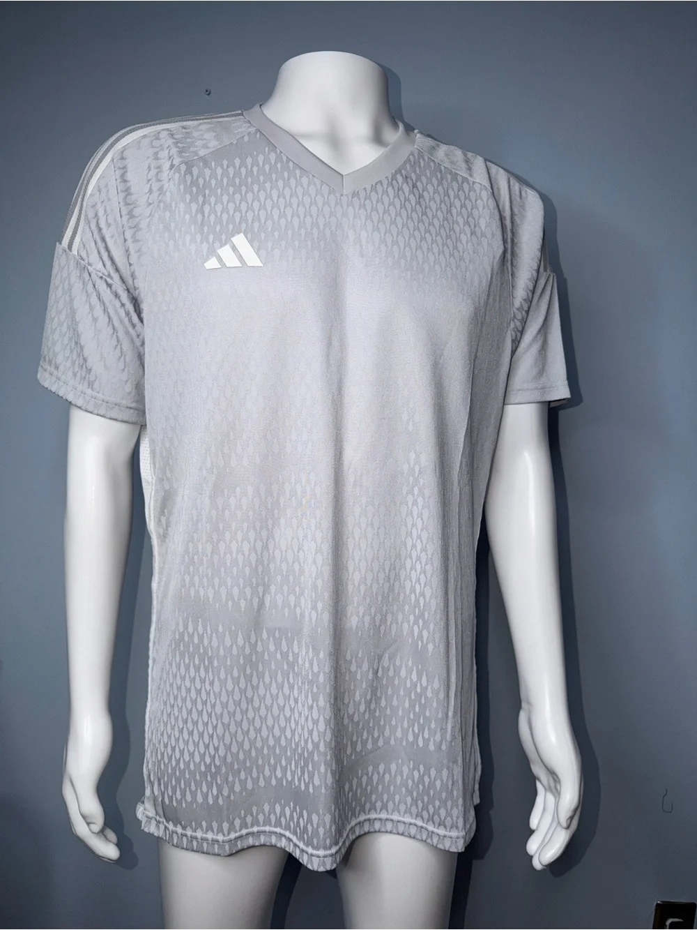 adidas Men’s Light Gray V-Neck Athletic Jersey